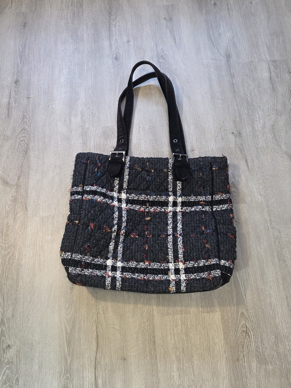 Vera Bradley Wool Charcoal Plaid Tote
